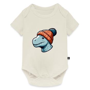 Baby T Rex Dino Dinosaur Beanie Hat Head - Baby Premium short-sleeve bodysuit - off white - Front