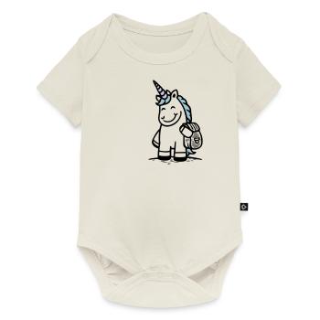 Licorne magique pour l’inscription à l’école avec cartable - Body à manches courtes Premium Bébé - blanc cassé - Devant