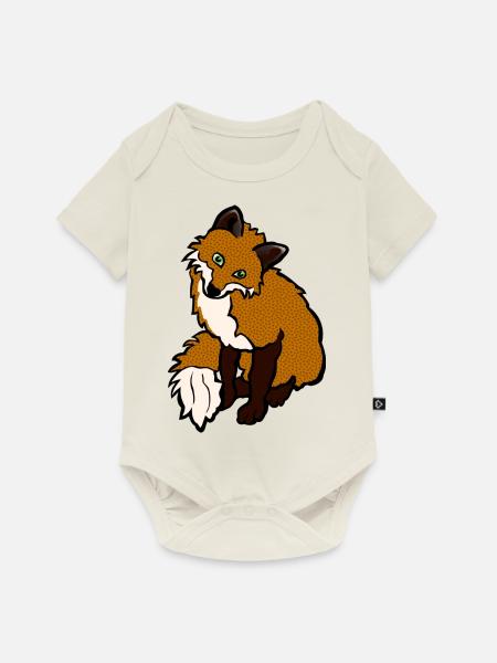 Fuchs - Baby Premium Kurzarmbody - Naturweiß