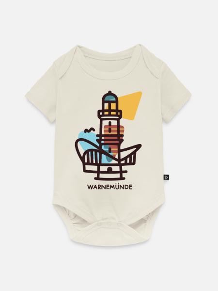 Warnemünde Smart Logo - Baby Premium Kurzarmbody - Naturweiß