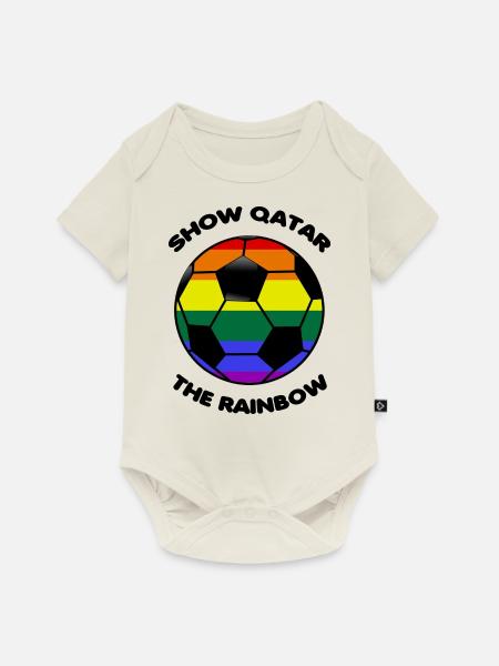 Boykott Katar Spruch Sprüche rainbow regenbogen - Baby Premium Kurzarmbody - Naturweiß