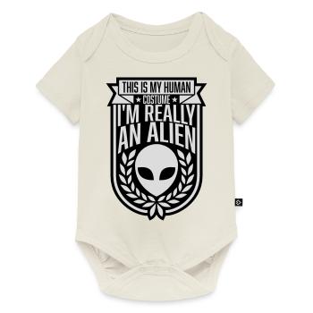 Citation extraterrestre de costume humain - Body à manches courtes Premium Bébé - blanc cassé - Devant