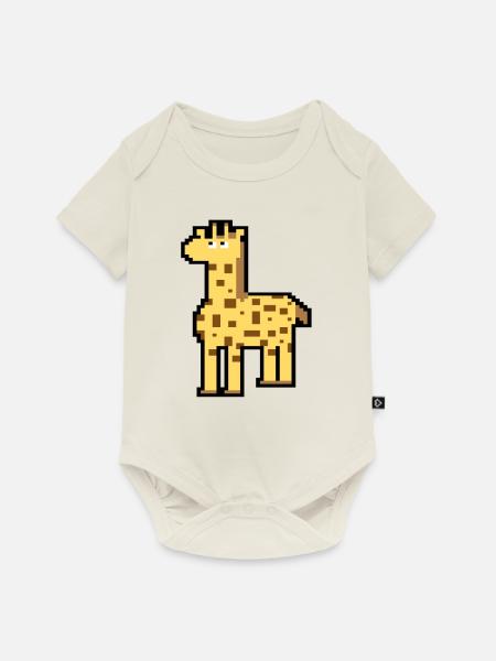 Giraffe 8bit - Baby Premium Kurzarmbody - Naturweiß