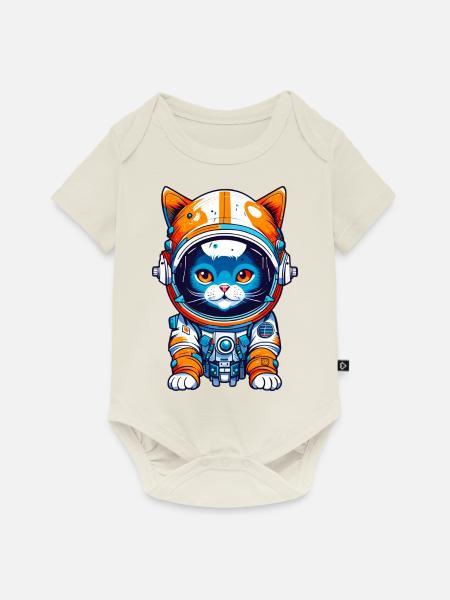 Space Cat 01 - Baby Premium Kurzarmbody - Naturweiß