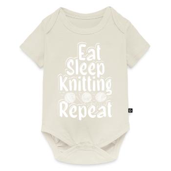 Eat Sleep Knitting Repeat - Baby Premium Kurzarmbody - Naturweiß - Vorne