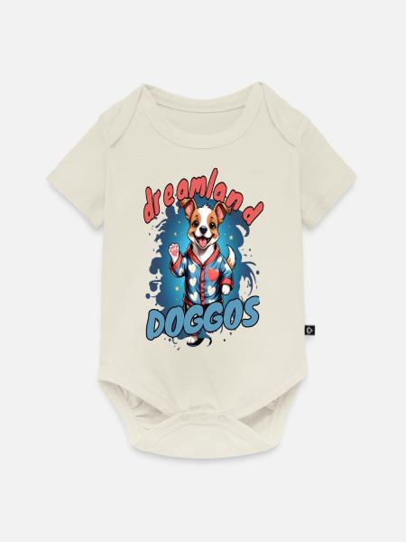 Traumland Hunde 3 - Baby Premium Kurzarmbody - Naturweiß