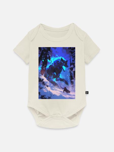 Wolf Anime Manga Fantasy - Baby Premium Kurzarmbody - Naturweiß