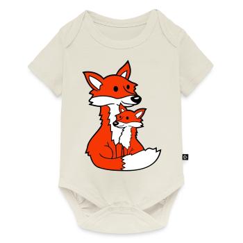 2 Foxes Mother Red Fox Little Child Father Mom - Baby Premium short-sleeve bodysuit - off white - Front