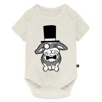 Mr. Bunny Gentleman Chapeau haut de forme Monocle Lunettes - Body à manches courtes Premium Bébé - blanc cassé - Devant