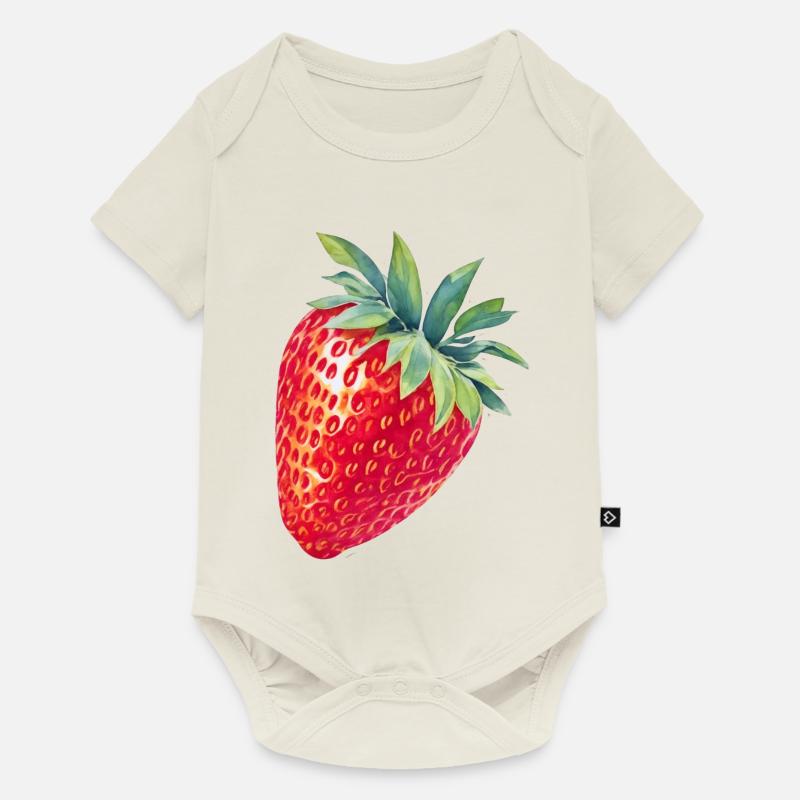 Erdbeere - Baby Premium Kurzarmbody - Naturweiß