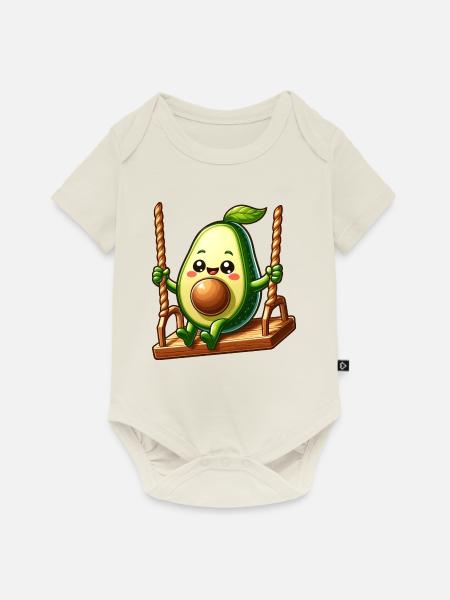 Avocado auf der Schaukel - Baby Premium Kurzarmbody - Naturweiß