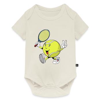 Mascotte de dessin animé de tennis - Body à manches courtes Premium Bébé - blanc cassé - Devant