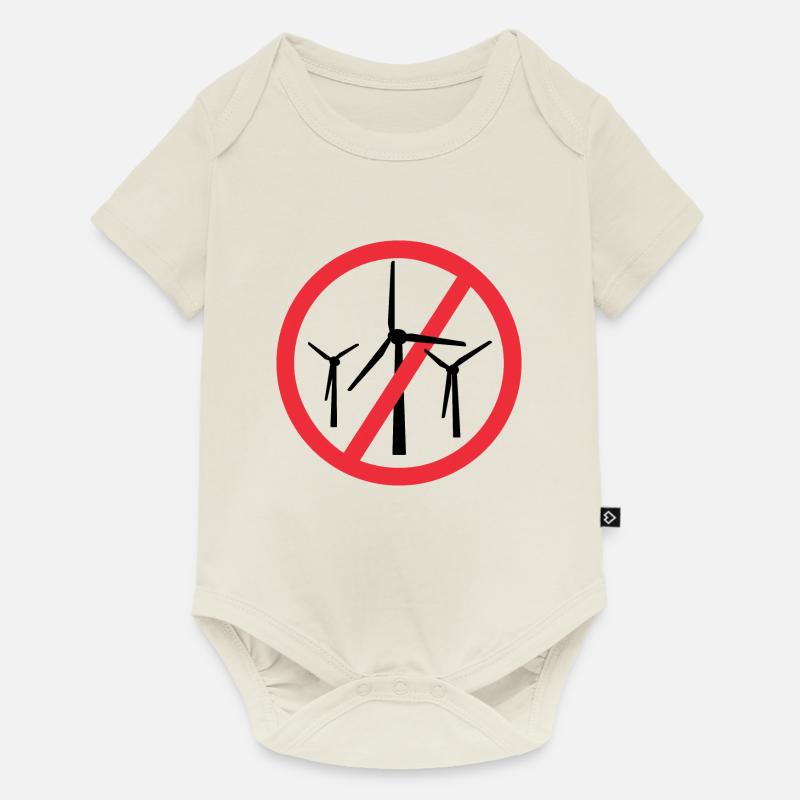 Arrêtez les éoliennes, non aux parcs éoliens - Body à manches courtes Premium Bébé - blanc cassé