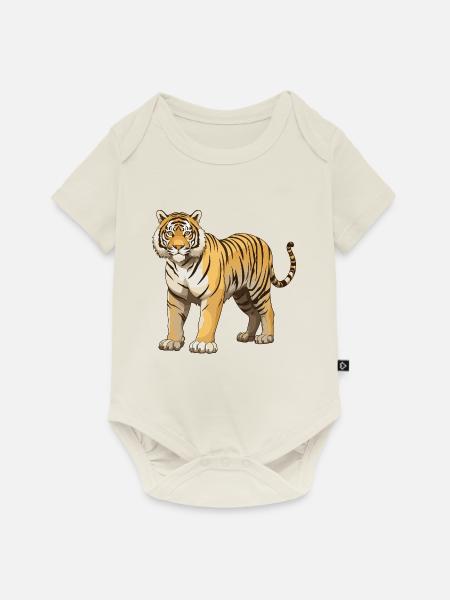 Tiger Tier - Baby Premium Kurzarmbody - Naturweiß