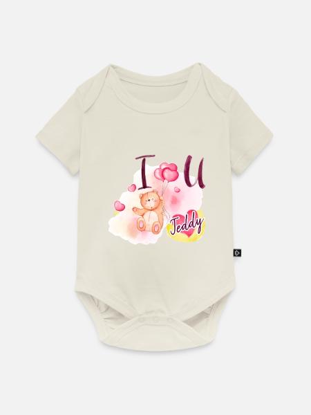 Teddy - Baby Premium Kurzarmbody - Naturweiß