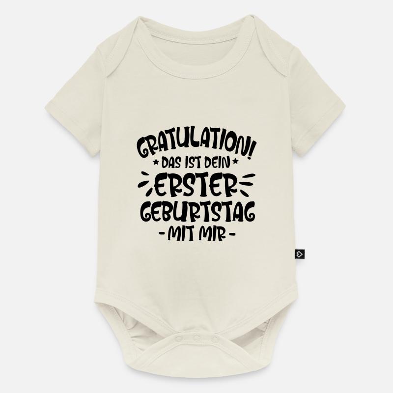 Félicitations ! C’est ton premier anniversaire avec moi. - Body à manches courtes Premium Bébé - blanc cassé