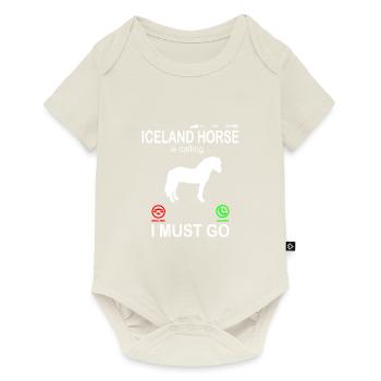 Islandpferd Pferd ruft an Lustiger Telefon Spruch - Baby Premium Kurzarmbody - Naturweiß - Vorne