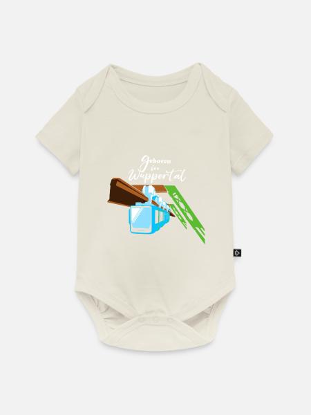 Geboren in Wuppertal Schwebebahn Wupper Design - Baby Premium Kurzarmbody - Naturweiß