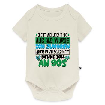 in Wirklichkeit denke ich an 90s - Baby Premium Kurzarmbody - Naturweiß - Vorne