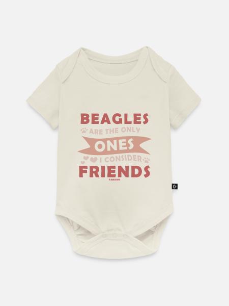 Beagle britischer Jagdhund - Baby Premium Kurzarmbody - Naturweiß