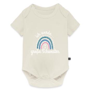 Ich werde Große Schwester 2023 / Regenbogen - Baby Premium Kurzarmbody - Naturweiß - Vorne