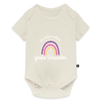 Ich werde Große Schwester 2023 / Regenbogen - Baby Premium Kurzarmbody - Naturweiß - Vorne