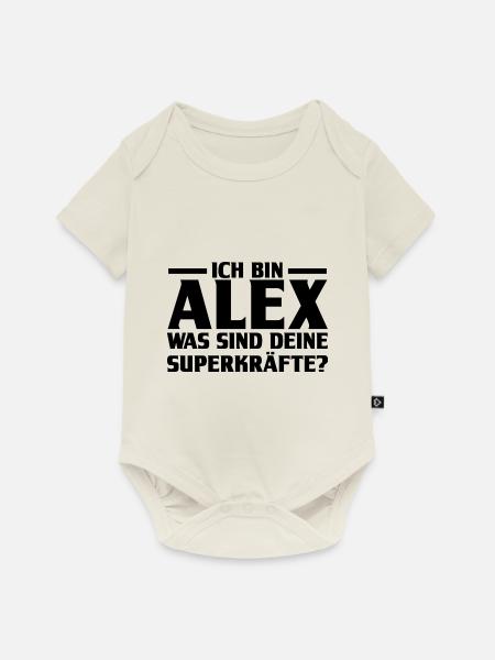 Alexander Alexandra Alexa Alex - Baby Premium Kurzarmbody - Naturweiß
