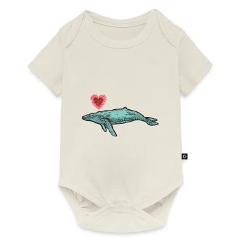 baleines mer poisson eau mer mer cachalot coeur - Body à manches courtes Premium Bébé - blanc cassé - Devant
