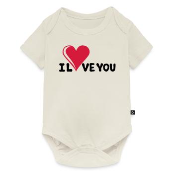 I LOVE YOU - Je t'aime - Saint-Valentin - Body à manches courtes Premium Bébé - blanc cassé - Devant