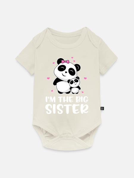 I'm The Big Sister - Große Panda Schwester - Baby Premium Kurzarmbody - Naturweiß