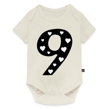 9 Birthday with heart - Baby Premium short-sleeve bodysuit - off white - Front