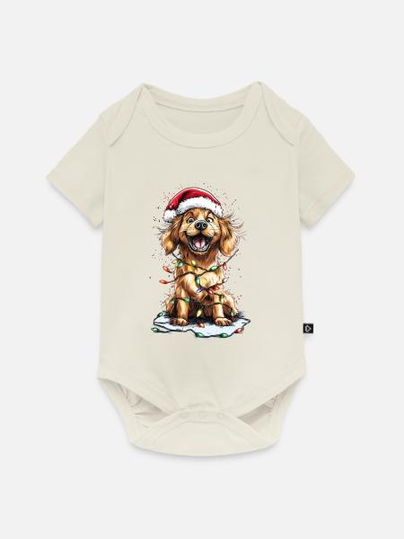 Golden Retriever Welpe Weihnachten Weihnachtsmann - Baby Premium Kurzarmbody - Naturweiß