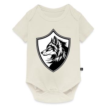 Silhouette des armoiries du loup - Body à manches courtes Premium Bébé - blanc cassé - Devant