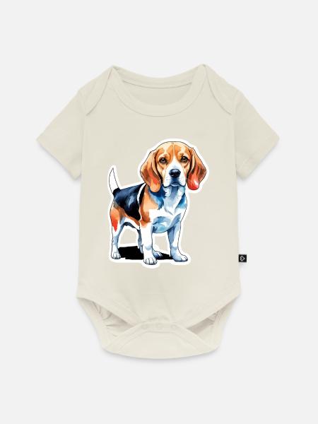 Beagle Wasserfarben - Baby Premium Kurzarmbody - Naturweiß