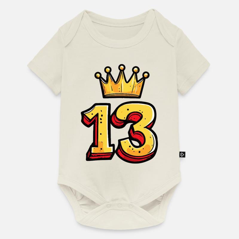 Couronne à 13 chiffres - Body à manches courtes Premium Bébé - blanc cassé