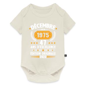 Cadeau D'anniversaire Rétro 47 Ans Décembre 1975 - Body à manches courtes Premium Bébé - blanc cassé - Devant