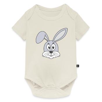 Hase Osterhase Häschen Hasenzähne Hasen Ostern - Baby Premium Kurzarmbody - Naturweiß - Vorne