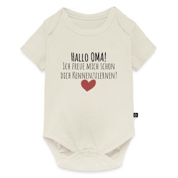 Hallo Oma! Ich freue mich dich kennenzulernen! - Baby Premium Kurzarmbody - Naturweiß - Vorne