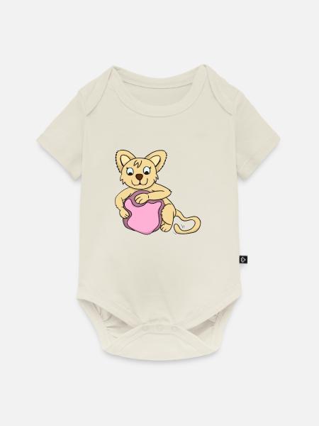Kätzchen spielt mit Ball - Baby Premium Kurzarmbody - Naturweiß