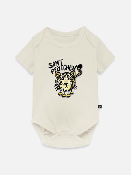 Leopard Samtpfötchen - Baby Premium Kurzarmbody - Naturweiß