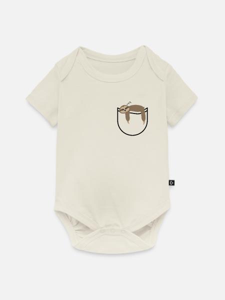 Pocket Sloth - Baby Premium Kurzarmbody - Naturweiß