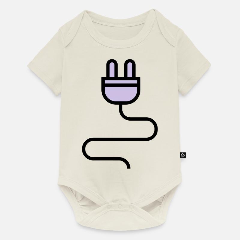 Stromkabel, Stecker - Baby Premium Kurzarmbody - Naturweiß