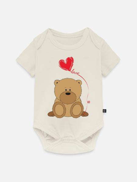 Teddy Love - Baby Premium Kurzarmbody - Naturweiß