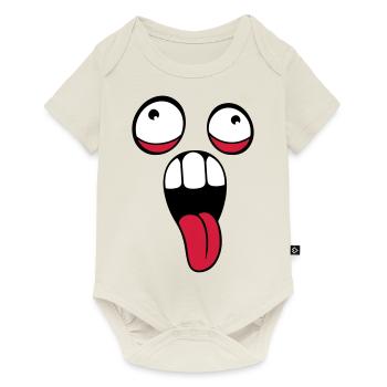 crazy face head eyes tongue mouth outstretched - Baby Premium short-sleeve bodysuit - off white - Front