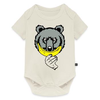 teddy bear smiling banana smiley face because - Baby Premium short-sleeve bodysuit - off white - Front
