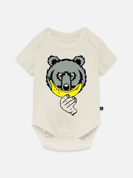 Teddybärlächeln Banane Smiley-Gesicht, weil - Baby Premium Kurzarmbody - Naturweiß
