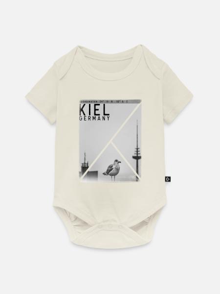 KIEL Koordinaten - Baby Premium Kurzarmbody - Naturweiß