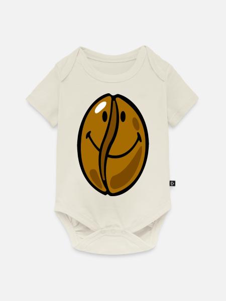 Smiley Coffee Bean - Baby Premium Kurzarmbody - Naturweiß