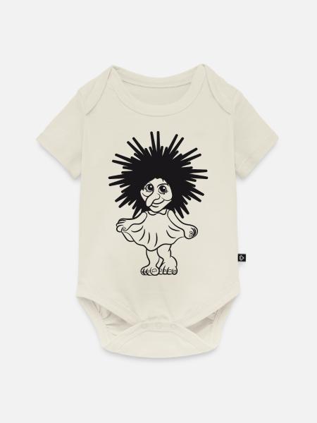 troll suess maedchen lieb kleid cartoon lustig spi - Baby Premium Kurzarmbody - Naturweiß