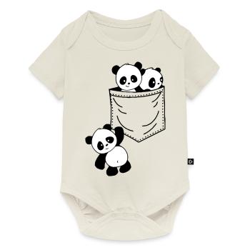 Panda pocket - Baby Premium short-sleeve bodysuit - off white - Front